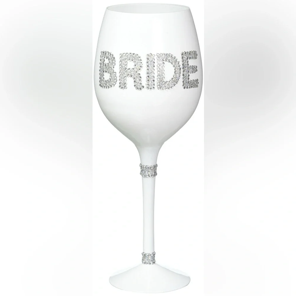 Elegant White Bride Wine Glass NEW